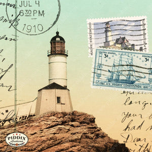 Pdxc3921 A & B -- Travel Postcards Original Collage