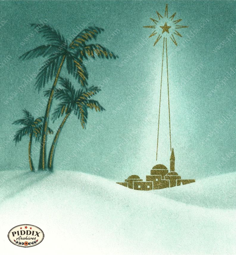 Pdxc4450 -- Christmas Manger Wise Men Virgin Mary Color Illustration