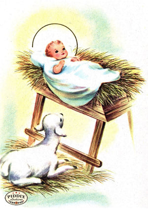Pdxc4606 -- Christmas Manger Wise Men Virgin Mary Color Illustration