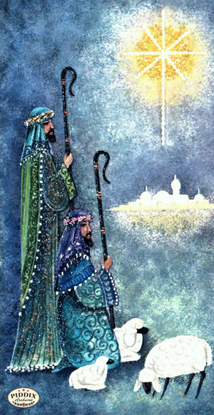 Pdxc4613 -- Christmas Manger Wise Men Virgin Mary Color Illustration