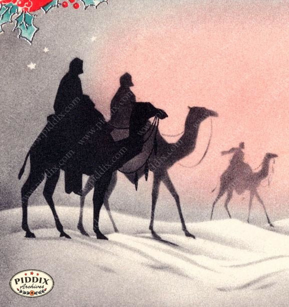 Pdxc4624A -- Christmas Manger Wise Men Virgin Mary Color Illustration