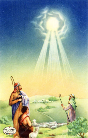 Pdxc4628B -- Christmas Manger Wise Men Virgin Mary Color Illustration