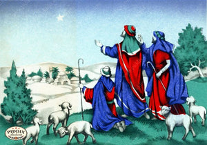 Pdxc4648A -- Christmas Manger Wise Men Virgin Mary Color Illustration