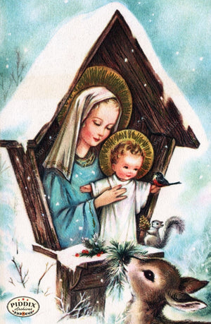 Pdxc4829 -- Christmas Manger Wise Men Virgin Mary Color Illustration