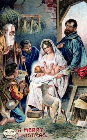 Pdxc6094 -- Christmas Manger Wise Men Virgin Mary Color Illustration