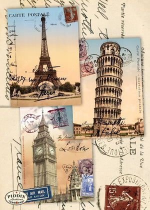 Pdxc7257B -- Travel Postcards Original Collage
