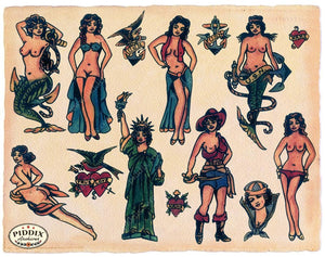 Pdxc7785 -- Retro Tattoos Color Illustration