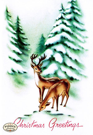 Pdxc9758A -- Christmas Deer Color Illustration