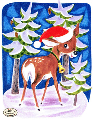 Pdxc9800 -- Christmas Deer Color Illustration
