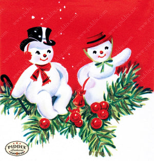 Pdxc9844B -- Snowmen Women Color Illustration