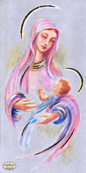 Pdxc9875 -- Christmas Manger Wise Men Virgin Mary Color Illustration