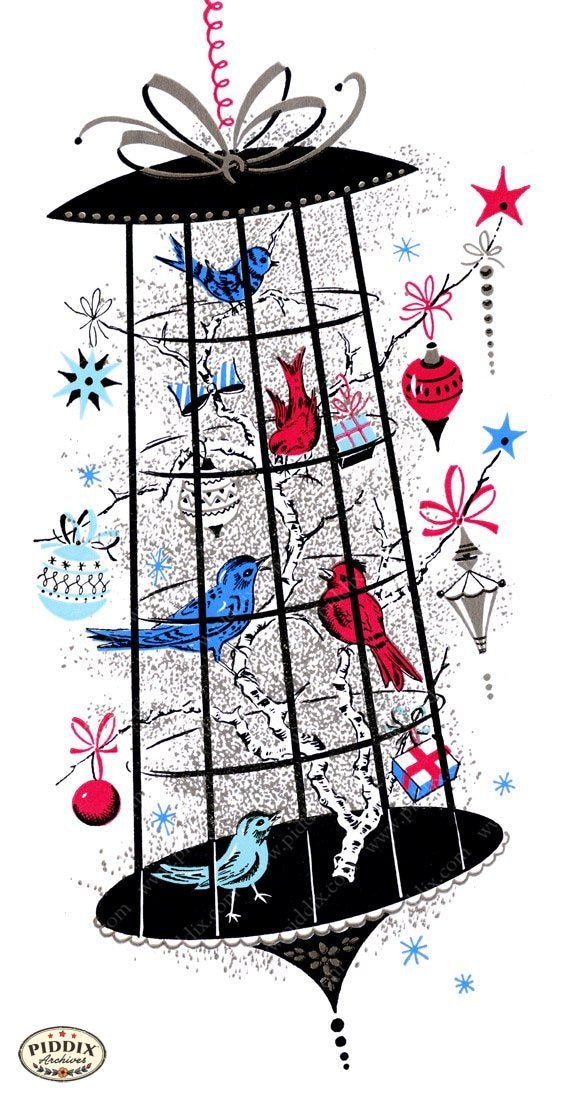 Pdxc9894 -- Christmas Birds Color Illustration