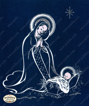Pdxc9910 -- Christmas Manger Wise Men Virgin Mary Color Illustration