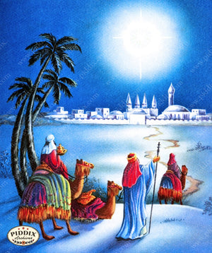 Pdxc9927 -- Christmas Manger Wise Men Virgin Mary Color Illustration
