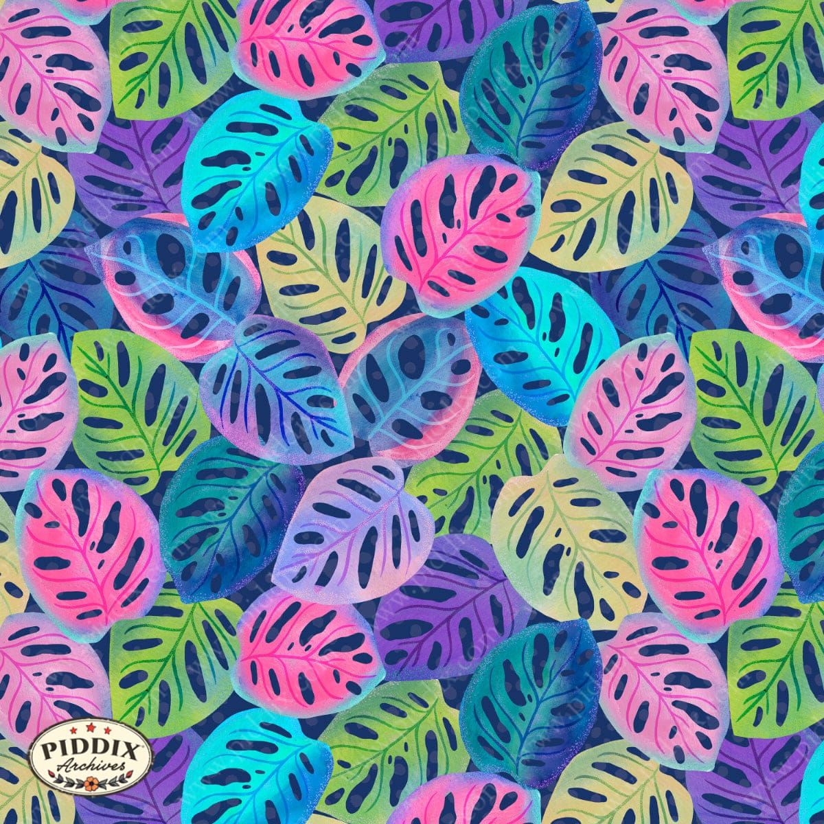 Piddix_Y2K_Web2 -- Leaf Pattern In Neon Colors